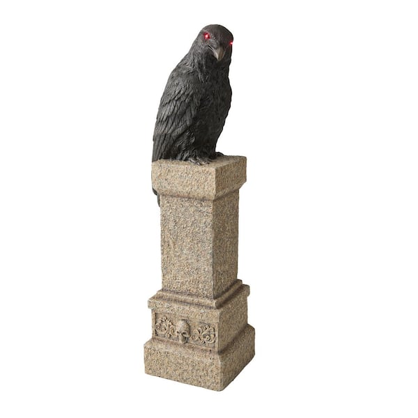 3 ft Grave & Bones Hand Painted LED Perched Raven
