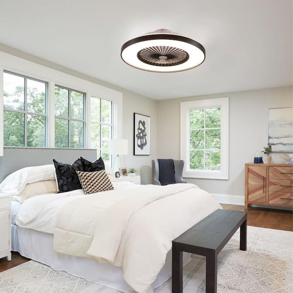 11.6 in. White Flush Mount Fandelier Ceiling Fan w/ LED Included Reversible DC Motor w/ Remote Control for Living Room