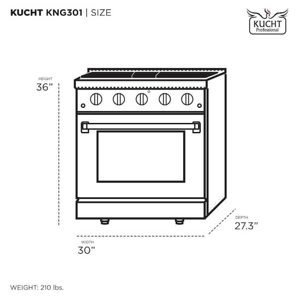 Kucht Pro-Style 30 in. 4.2 cu. ft. Natural Gas Range with Convection Oven  in Stainless Steel and Red Oven Door KNG301-R - The Home Depot