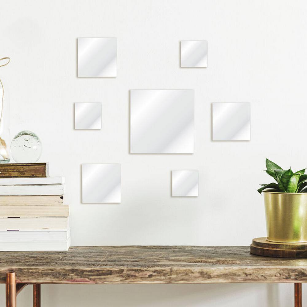 Modern Frameless Square Wall Mirror 7-Piece Set