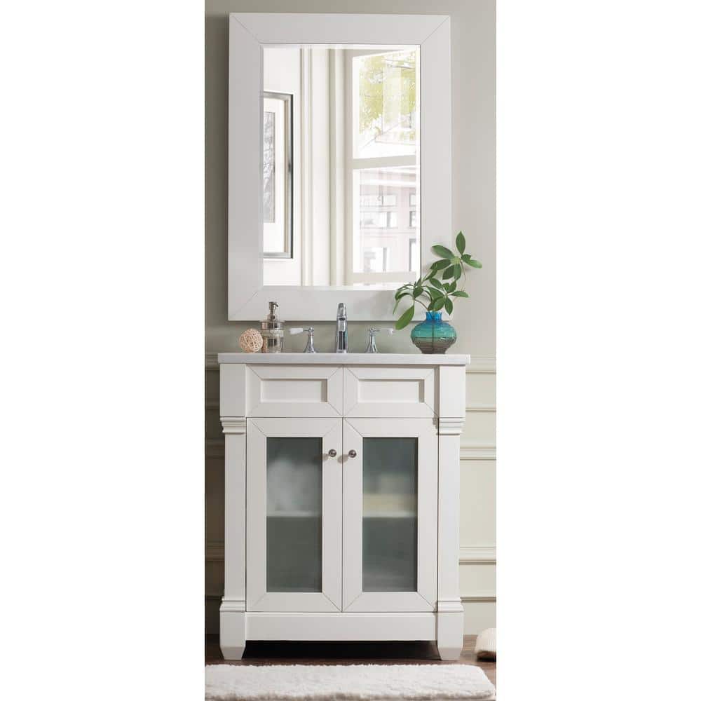 Bright White Transitional Rectangular Wood Framed Mirror 40"x29"