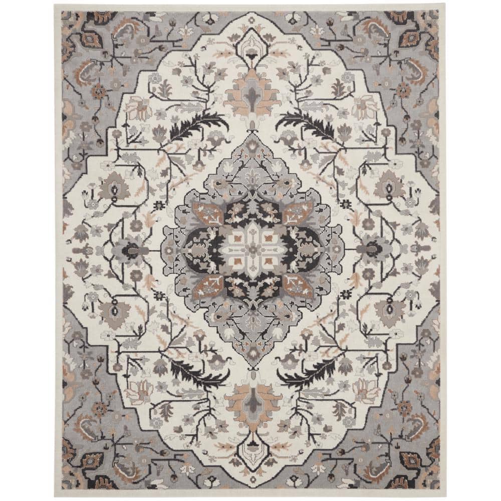 Elation Ivory Grey 9 ft. x 12 ft. Center Medallion Traditional Area Rug price history on PriceWatchPro