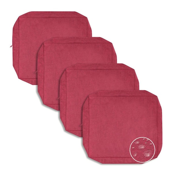 Angel Sar 24 in. Red Outdoor Cushion Covers with Zipper for Outdoor Furniture Garden Backyard (4-Count)