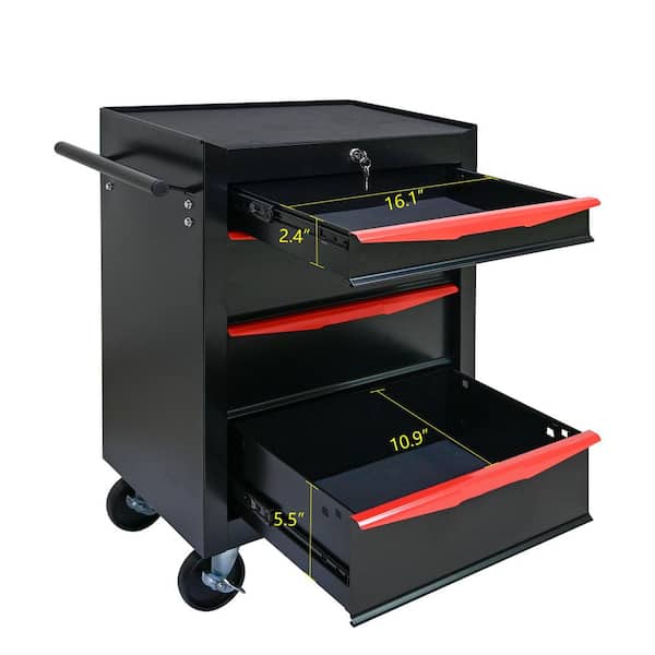 13 in. Rolling Metal Tool Chest with 4-Drawers, 20 in. 4-Drawer Tool Chest Cabinet with Ball Bearing Drawer Slides