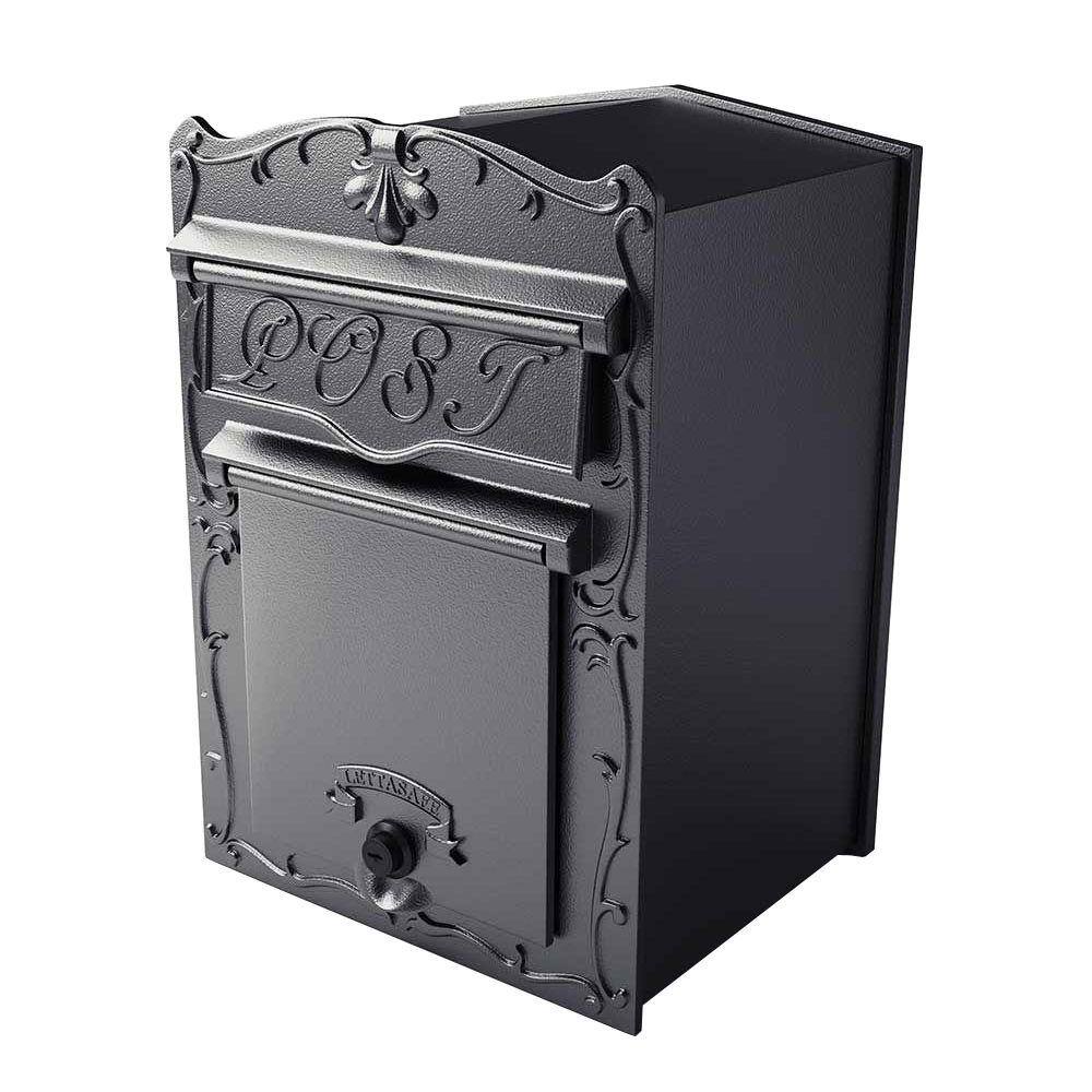 Kingsbury Black Wall Mount Locking Front Retrieval Mailbox