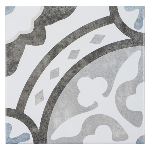 ANDOVA Luv Amore Grey 8 in. Encaustic Spanish/Moroccan Patterned Matte Porcelain Wall and Floor Tile (8.17 sq. ft./Case)