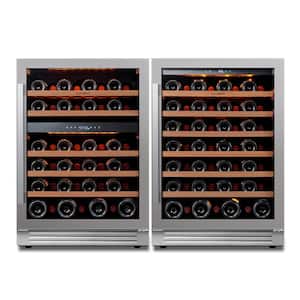 48 in. Triple Zone Cellar Cooling Unit 100-Bottles Built- in Wine Cooler Side-by-Side Refrigerator Frost Free in Black