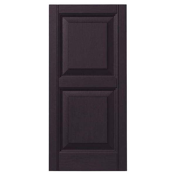 Ply Gem 15 in. x 39 in. Raised Panel Polypropylene Shutters Pair in Dark Berry