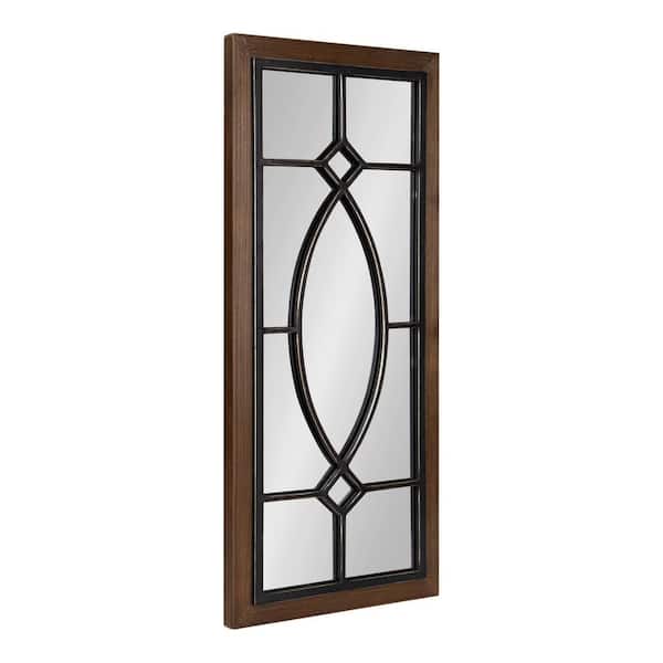 Kate and Laurel Bakersfield 30 in. x 13 in. Classic Rectangle Framed Rustic Brown Wall Accent Mirror