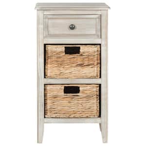 Everly 15 in. W Vintage White Storage Side Table