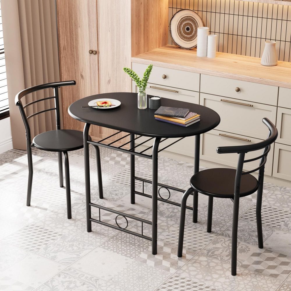 LACOO Creaser 3-Piece Black Dining Table Set V-TCS21L0100 The