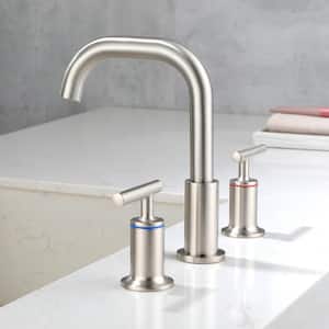 8 in. Widespread Double Handle High-Arc Combo Kit Bathroom Faucet in Brushed Nickel