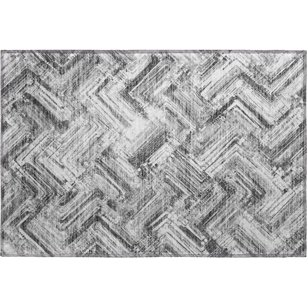 Mayfield Premium Machine Washable Indoor/Outdoor Geometric AMF630 Gray 1 ft. 8 in. x 2 ft. 6 in. Area Rug