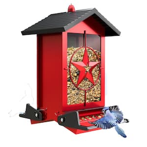 Unique Red Aluminum Squirrel Guard Hanging Multiple Bird Species Feeder - 5 lbs. (1-Pack)