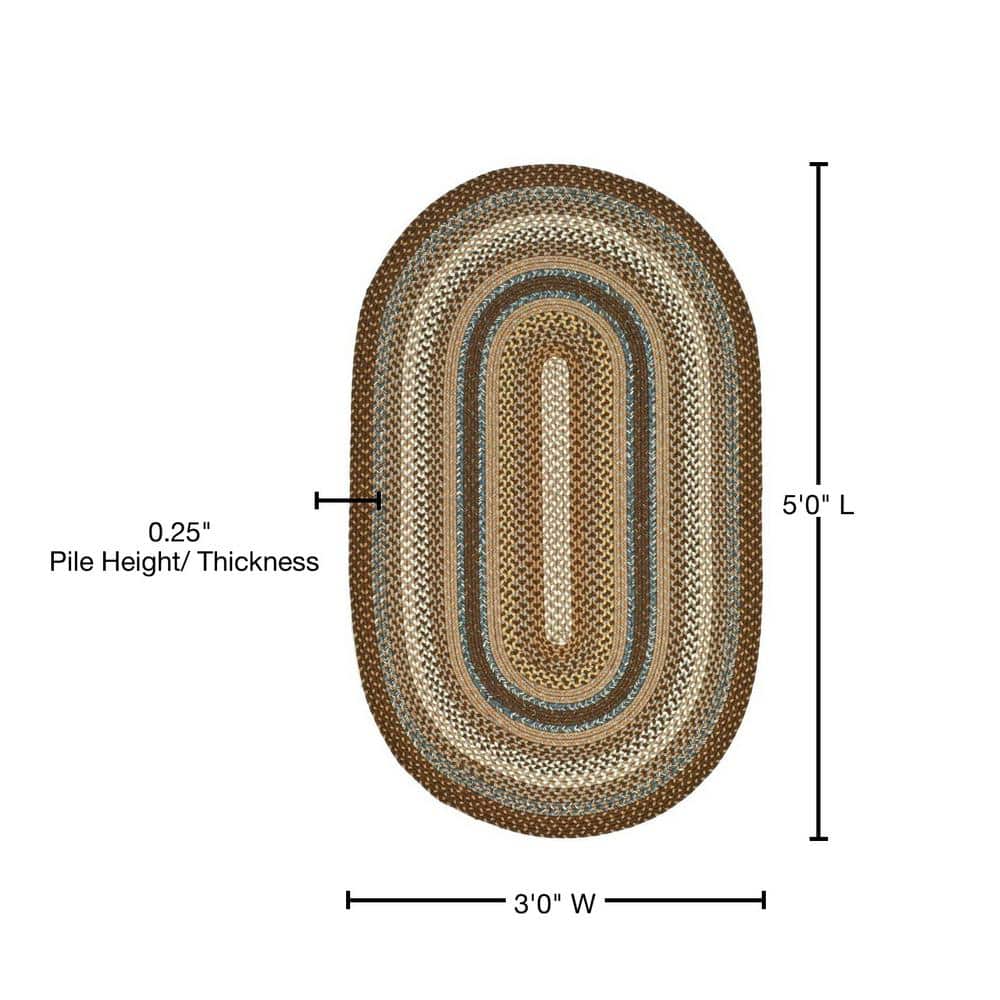 Handwoven Multicolor Braided Oval Rug - Easy Care, Stain-Resistant
