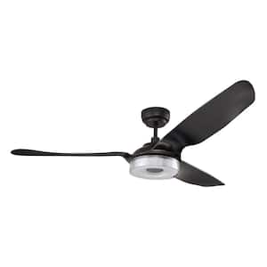 Icebreaker 60 in. Indoor/Outdoor Black Smart Ceiling Fan, Dimmable LED Light and Remote, Works w/ Alexa/Google Home/Siri