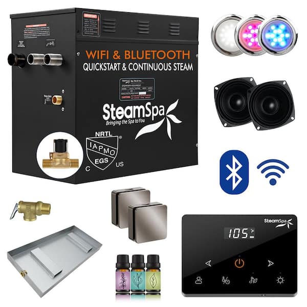 Black Series 12000-Watt Steam Generator with Fully Wireless Remote, Bluetooth, WiFi and Auto Drain in Brushed Nickel