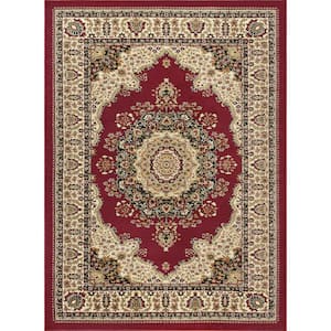 Sensation Border Red 8 ft. x 11 ft. Indoor Area Rug