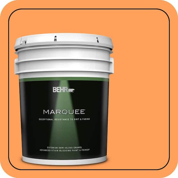 BEHR MARQUEE 5 gal. #T15-10 Clarified Orange Semi-Gloss Enamel Exterior Paint & Primer