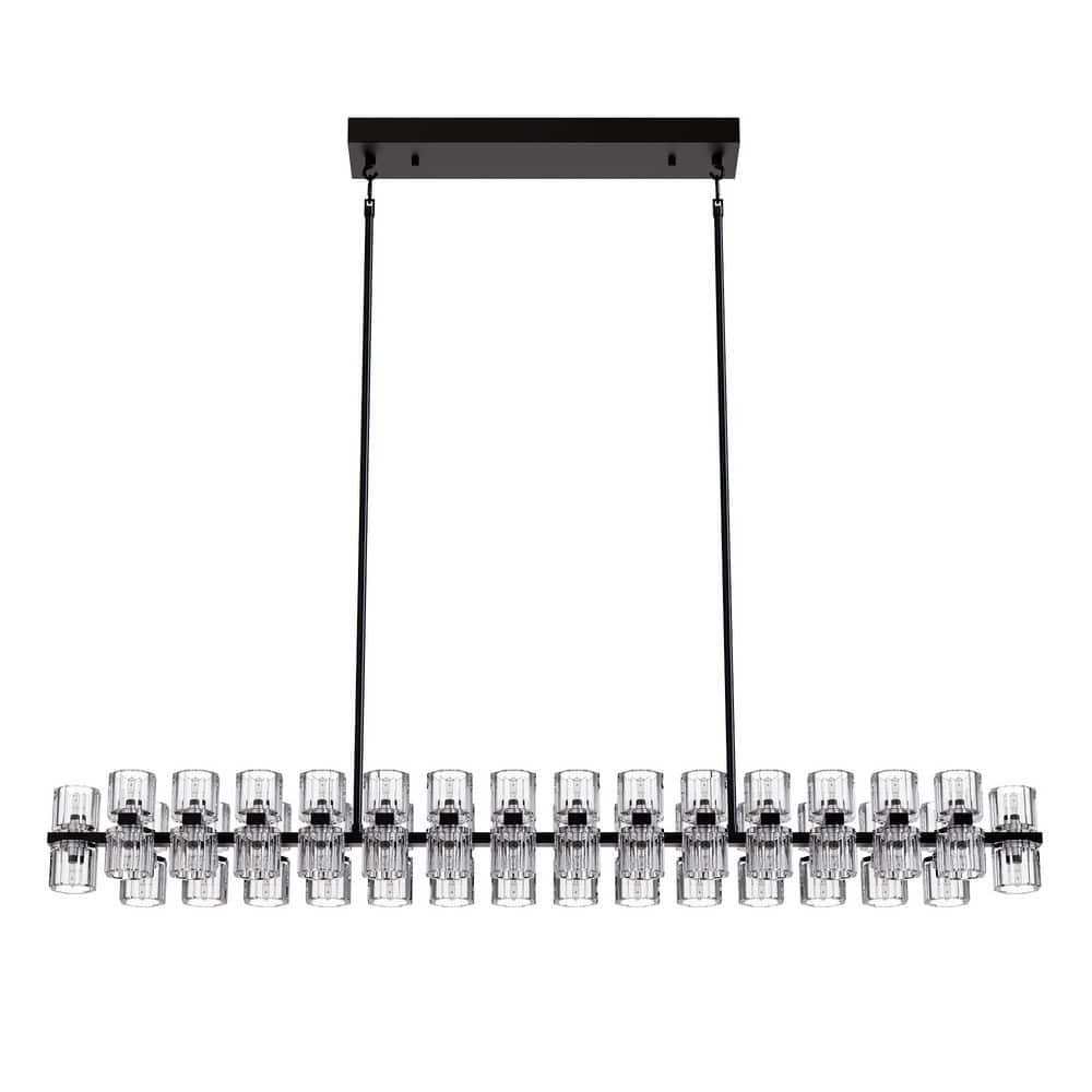53 in. 60-Light Black Rectangular K9 Crystal Chandelier for Dining Room, Living Room, Foyer price history on PriceWatchPro