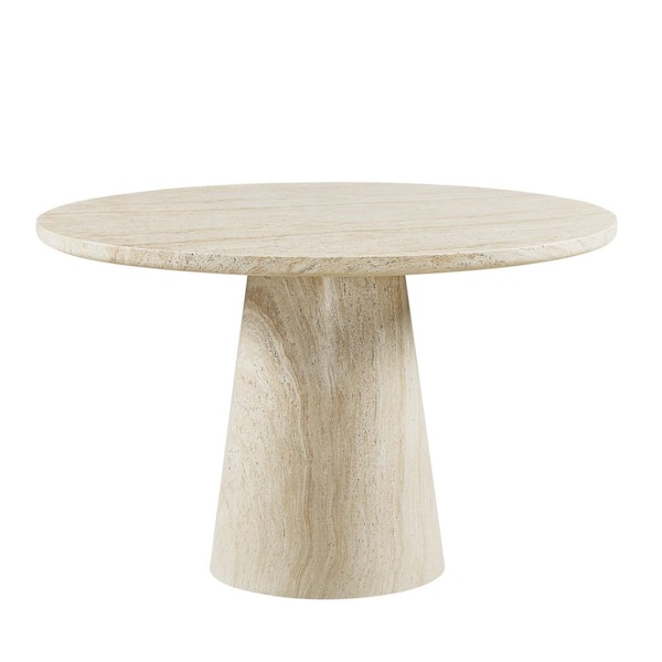 Sagestone 48 in. L x 48 in. D Sand Concrete Round Dining Table for Indoor/Outdoor Use (Seats 4)