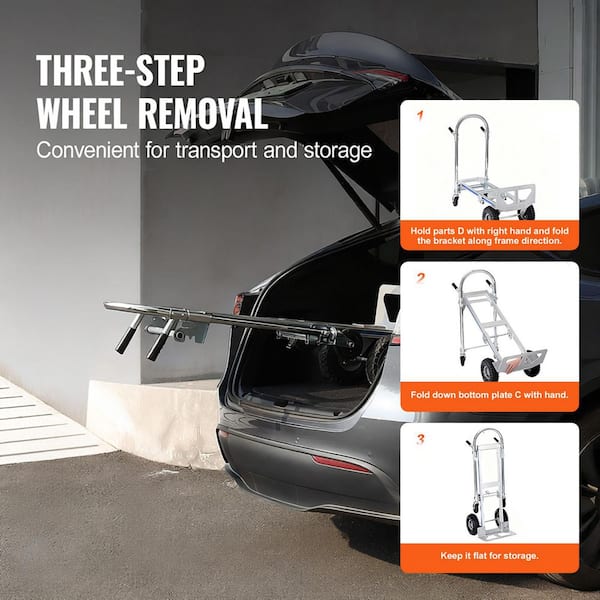 2 in 1 800 lbs. Aluminum Hand Truck Heavy-Duty Industrial Convertible Folding Hand Truck and Dolly Load Capacity