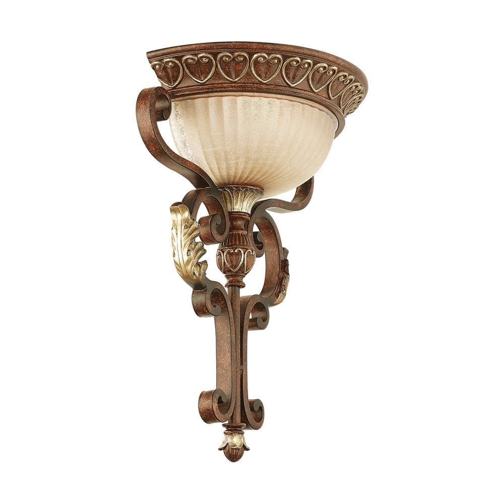 Villa Verona Bronze and Aged Gold Leaf 1-Light Wall Sconce