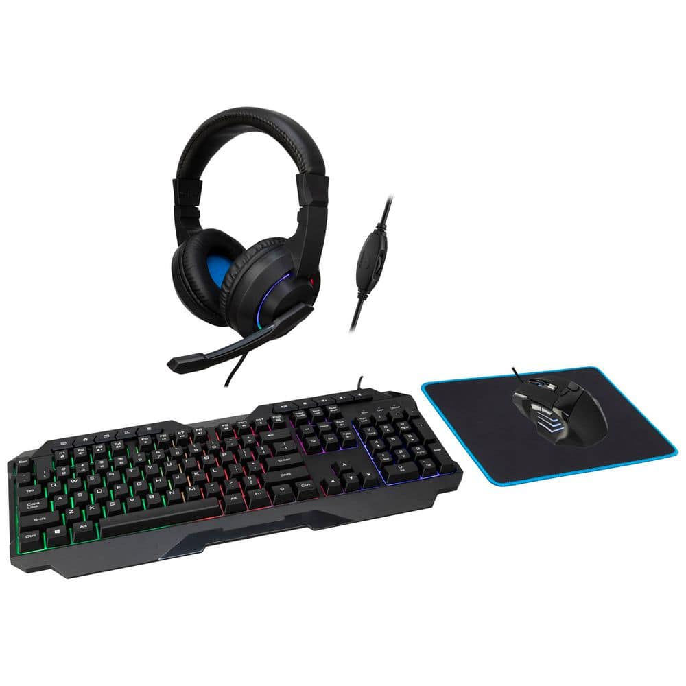 4-in-1 Gaming Bundle, Gaming Keyboard, Gaming Mouse, Gaming Headset, and Desk Pad Included, Black, price history on PriceWatchPro