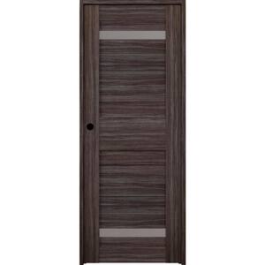 Imma 18 in. x 96 in. Left-Hand 2-Lite Frosted Glass Solid Core Gray Oak Wood Composite Single Prehung Interior Door