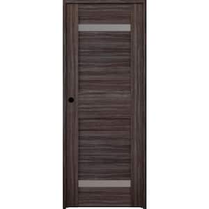 Imma 32 in. x 96 in. Left-Hand 2-Lite Frosted Glass Solid Core Gray Oak Wood Composite Single Prehung Interior Door