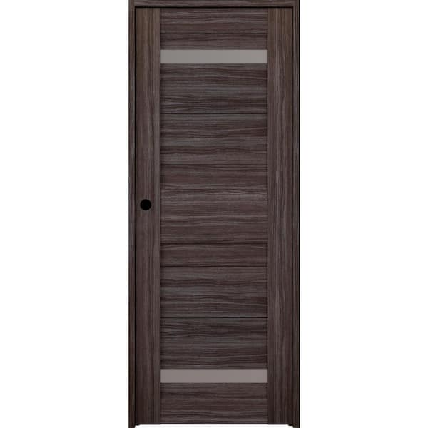 Belldinni Imma 32 in. x 96 in. Left-Hand 2-Lite Frosted Glass Solid Core Gray Oak Wood Composite Single Prehung Interior Door