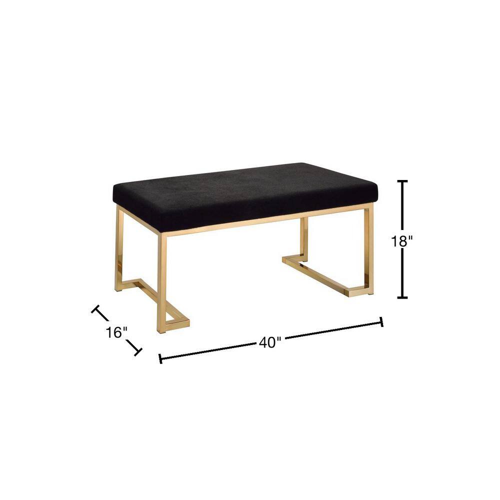 Black Polyester Bench with Champagne Gold Metal Base