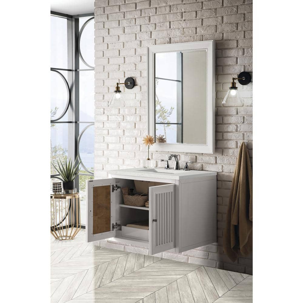 Athens 30" Glossy White Single Bathroom Vanity with Quartz Top