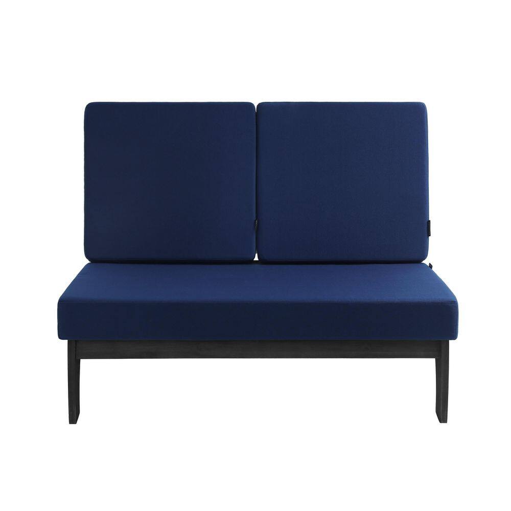 Black Solid Wood Frame Outdoor Loveseat with Removable Navy Cushions price history on PriceWatchPro