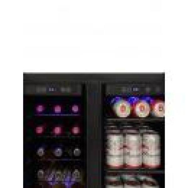 Black Stainless Steel Dual Zone Wine and Beverage Cooler with Interior Lighting