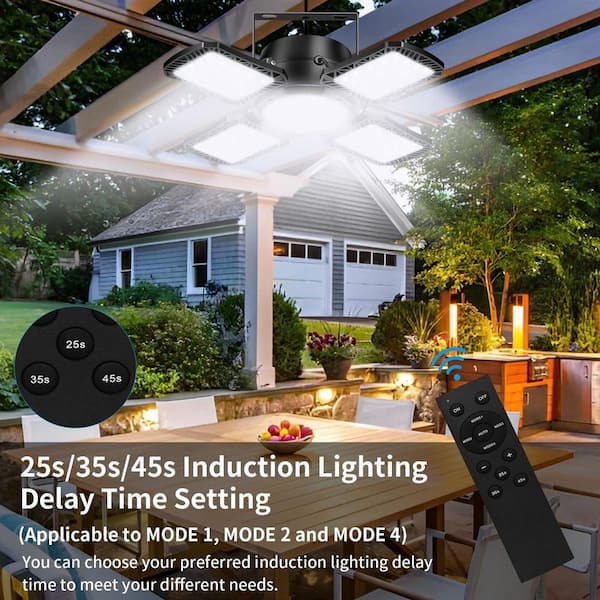 Augbeer Solar Powered Motion Sensor Light with 176 LEDs, 5 Modes and Remote for Shed, Gazebo, Barn, Garage and Home (1-Pack)