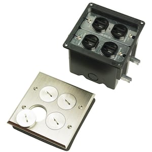 Pass & Seymour Slater Nickel 2-Gang Floor Box with Tamper-Resistant Outlets for Wood Sub-Floors