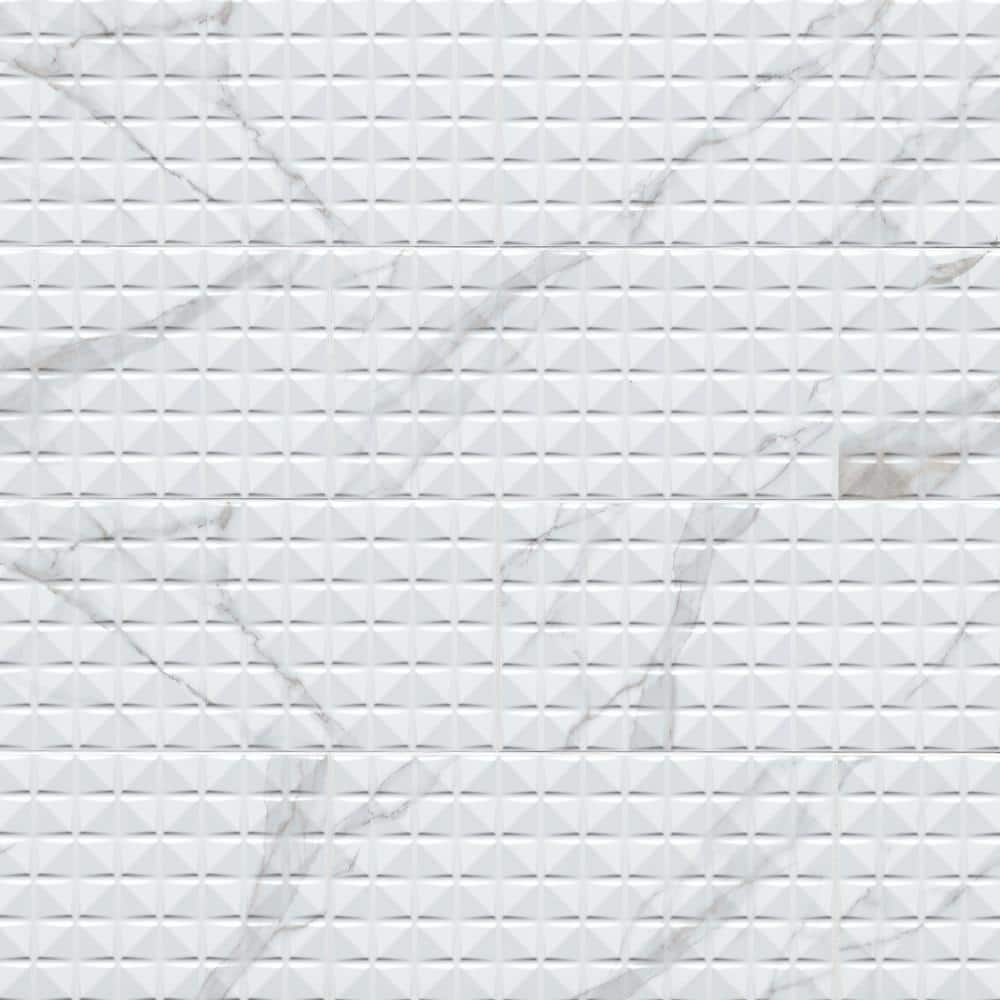 MSI Take Home Tile Sample - Dymo Statuary Chex White Glossy 4 in. x 4 ...