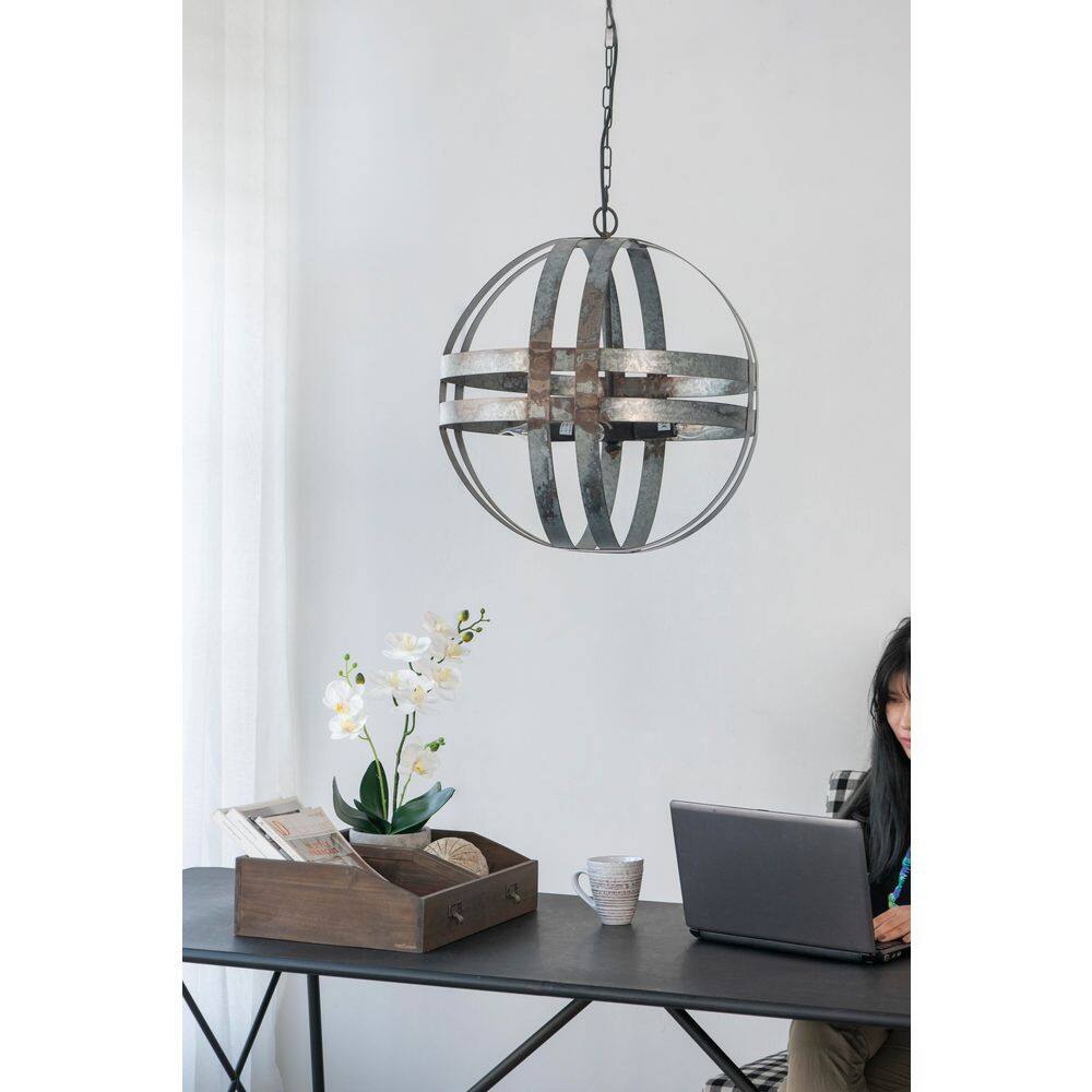 4-Light Silver No Decorative Accents Globe Circle Chandelier for Dining Room, Kitchen, or Foyer with No Bulbs Included price history on PriceWatchPro