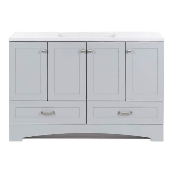 Lancaster 49 in. Single Sink Pearl Gray Bath Vanity with White Cultured Marble Top (Assembled)
