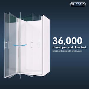 24 to 25-3/8 in. W x 72 in. H Pivot Semi-Frameless Shower Door in Chrome Finish with SGCC Certified Clear Glass