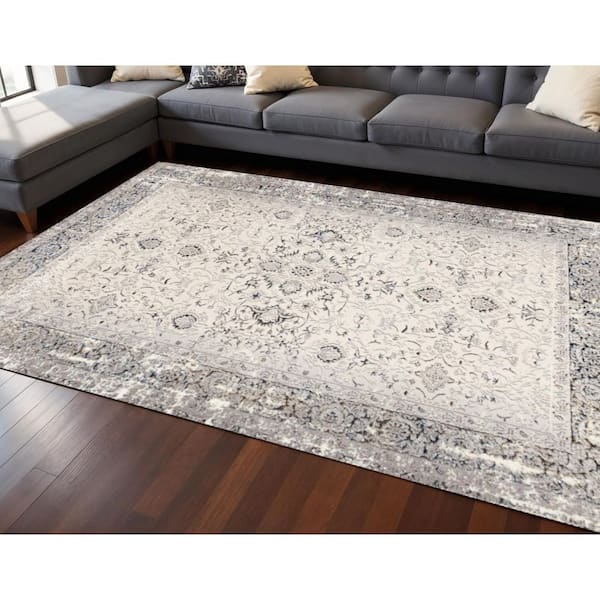 Blue 8 ft. x 11 ft. Woven Medallion Rectangle Indoor Area Rug