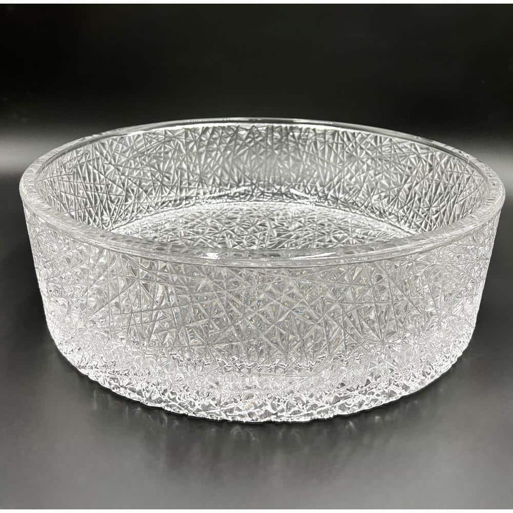Stadium 14" Clear Textured Glass Circular Bathroom Vessel Sink