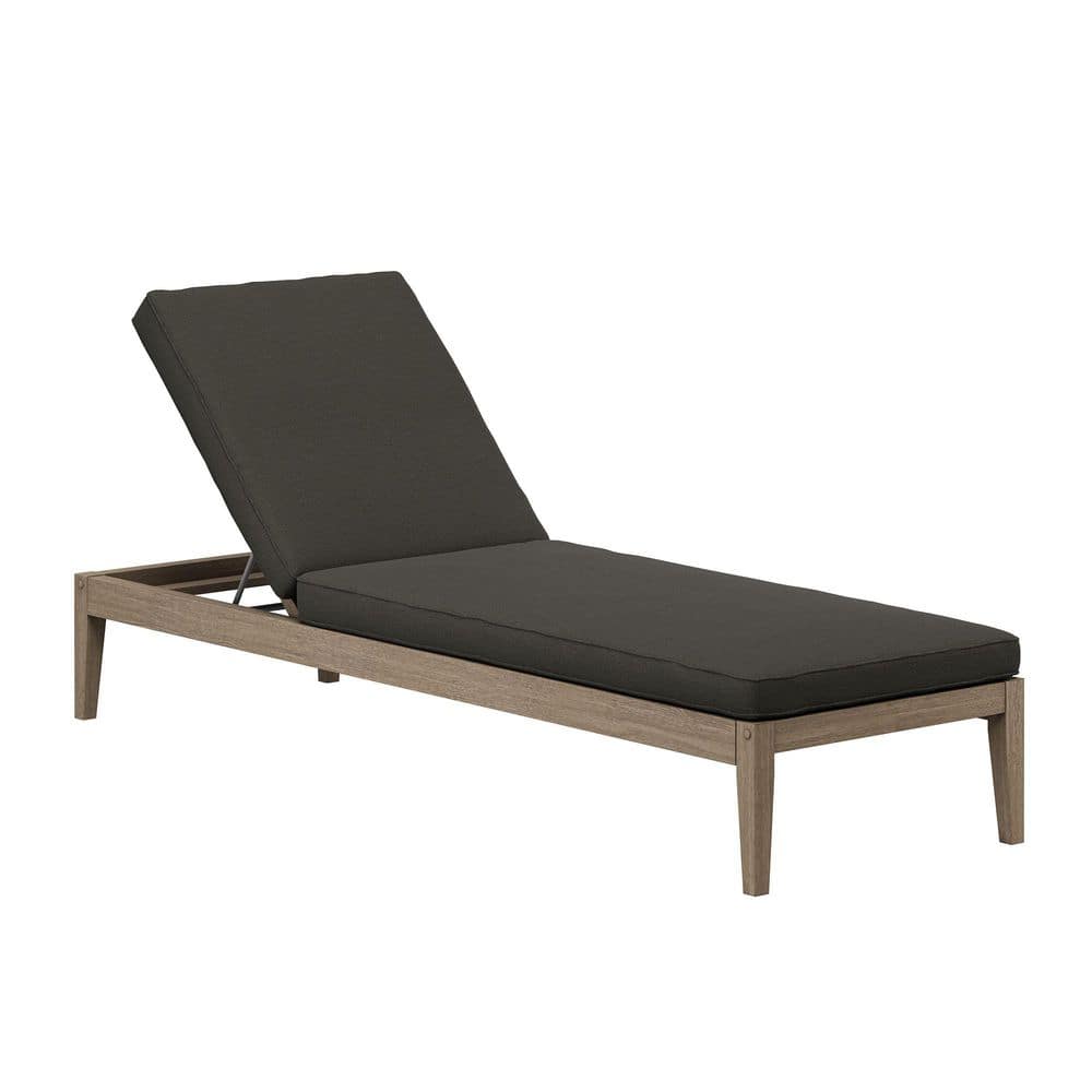 Outdoor chaise lounge from a three-quarter angle.