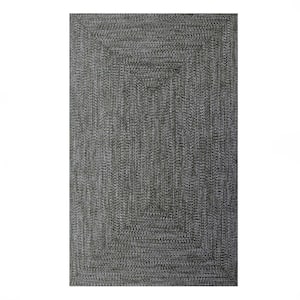 Braided Fog Green/White 8 ft. x 10 ft. Solid Indoor/Outdoor Area Rug