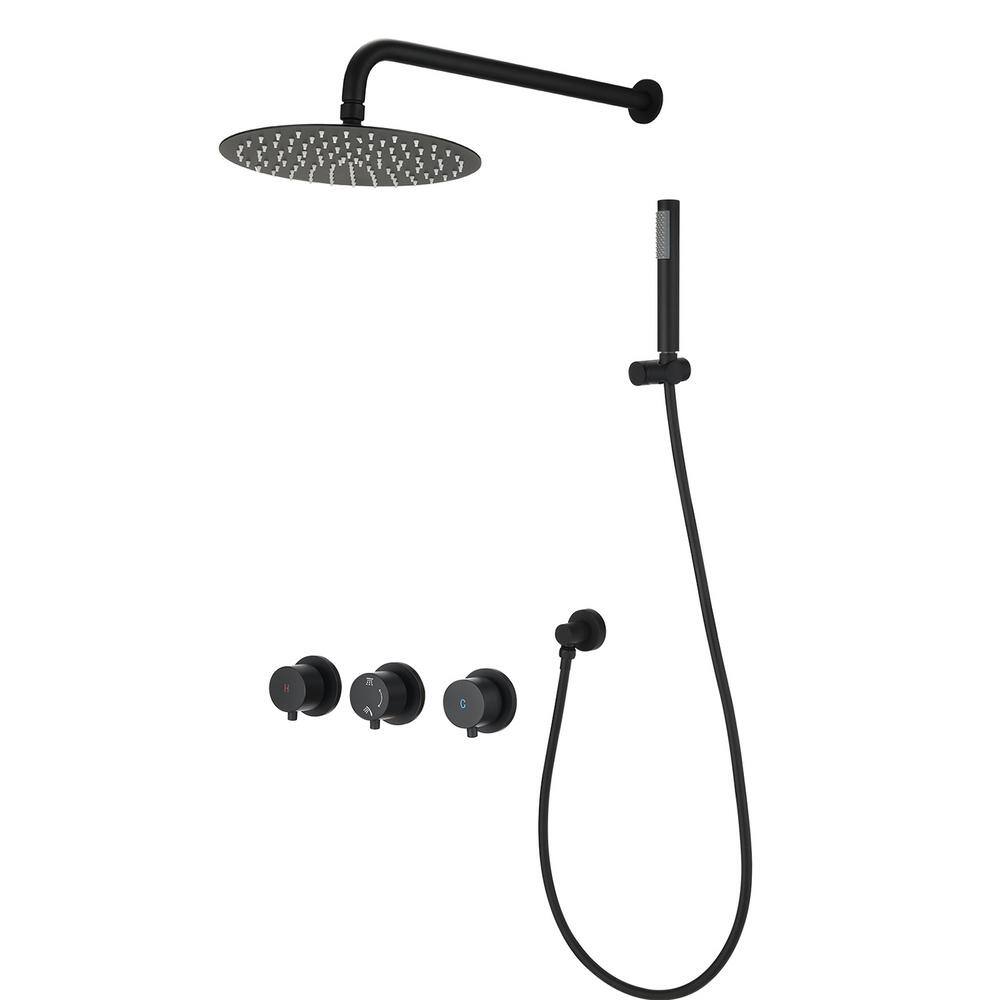 Double Handle 1-Spray 10in. Round Shower Faucet 2 GPM with High Pressure in