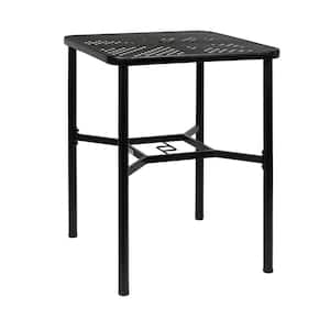 36 in. H Black Square Metal Bar Height Outdoor Bistro Table with 1.57 in. Umbrella Hole Patio Bar Table