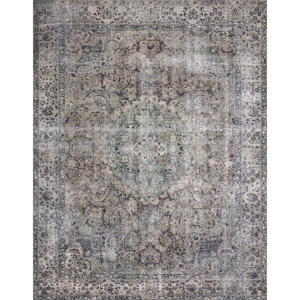 LOLOI II Layla Taupe/Stone 2 ft. 6 in. x 12 ft. Distressed Bohemian Printed Runner Rug