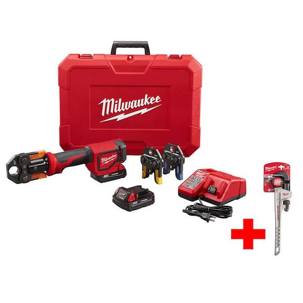 Milwaukee M18 18-Volt Lithium-Ion Cordless Short Throw Press Tool Kit with Viega PureFlow Jaws