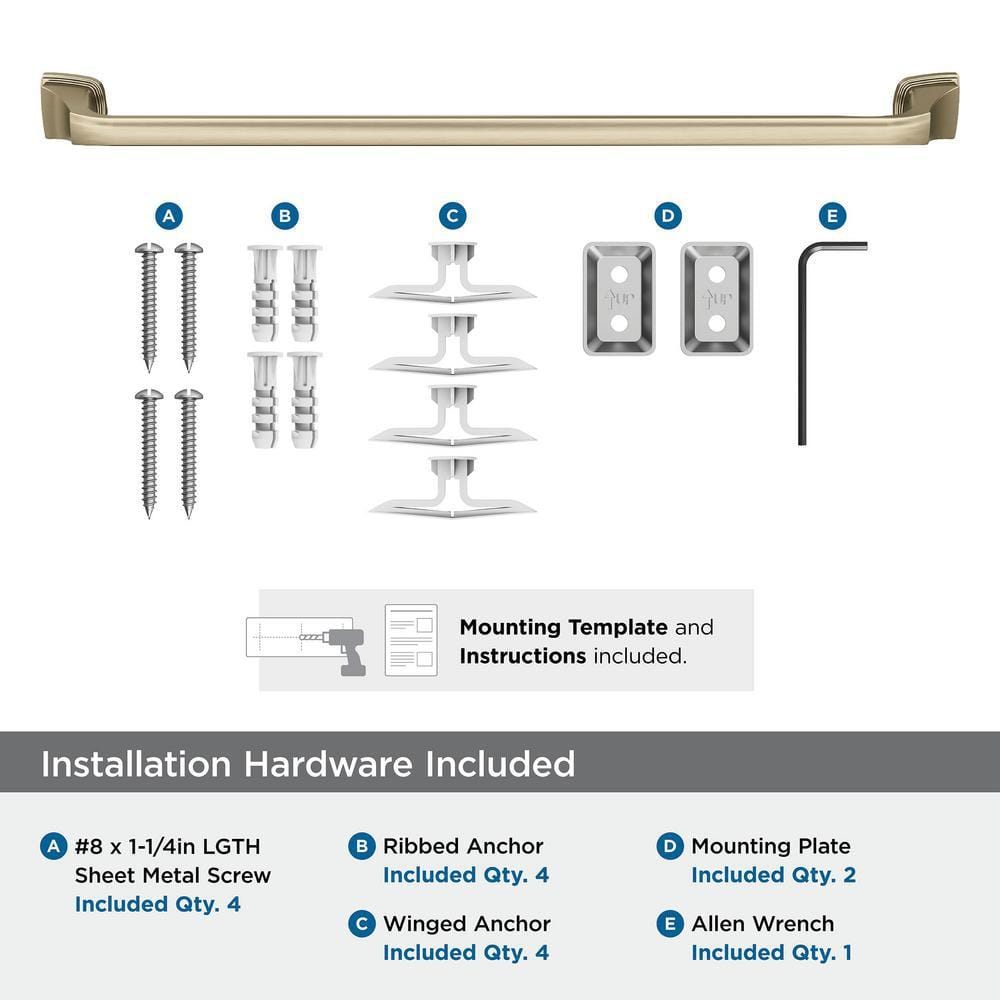 Golden Champagne 24-Inch Wall Mounted Towel Bar